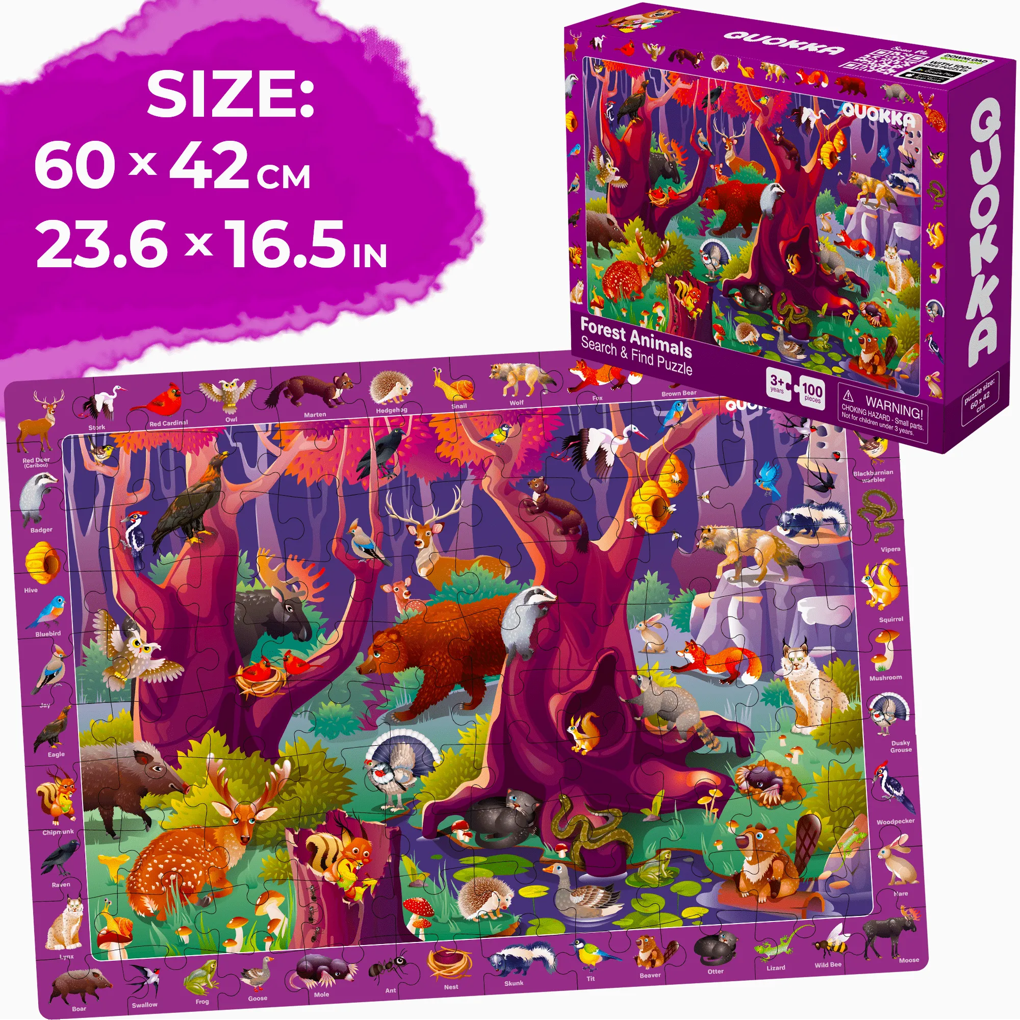 100 Pcs Search & Find Puzzles for Kids | Forest & Ocean