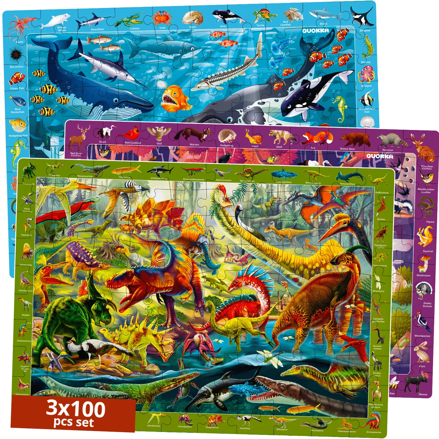 100 Pcs Search & Find Puzzles for Kids | Forest & Ocean