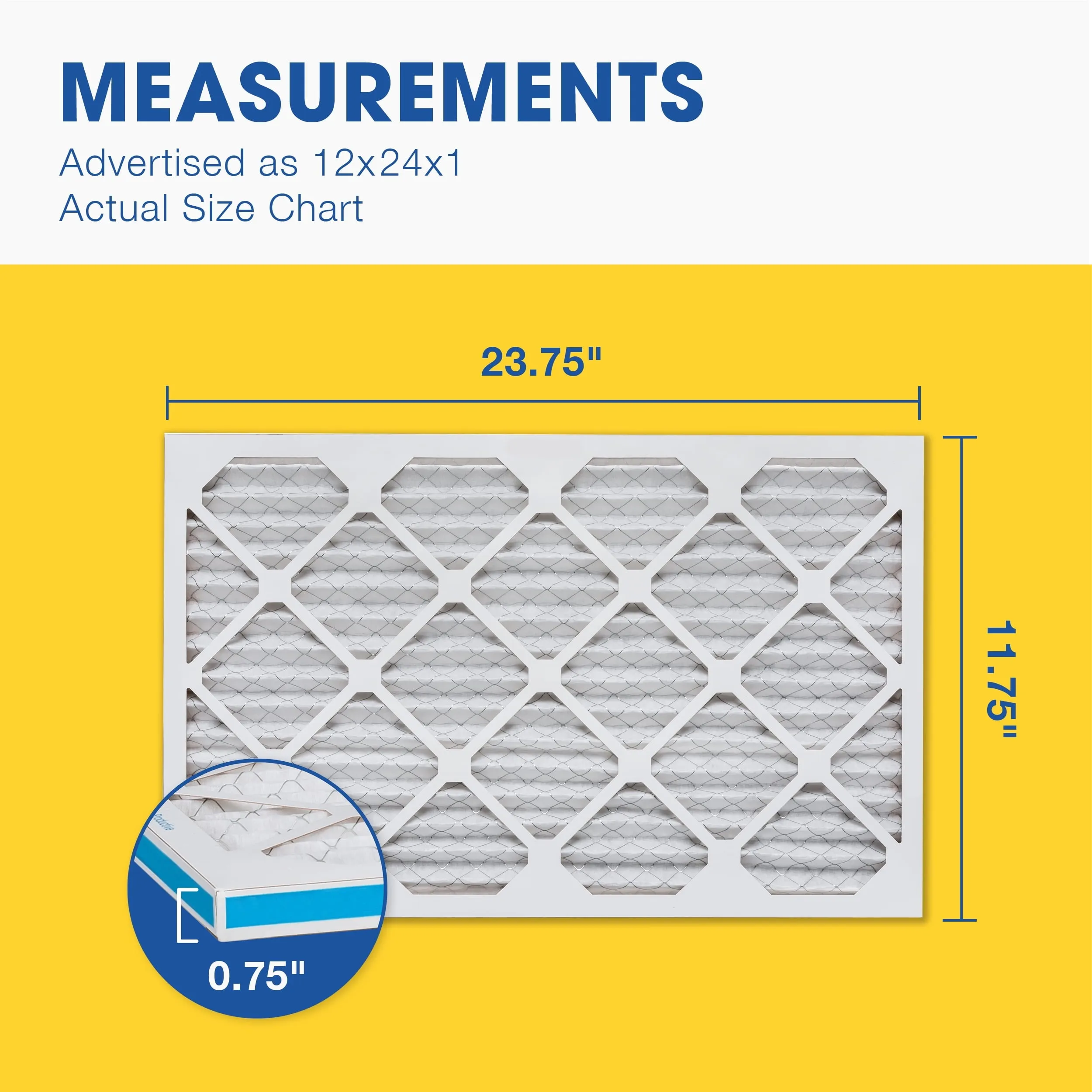 12x24x1 AC and Furnace Air Filter by Aerostar - MERV 13, Box of 6