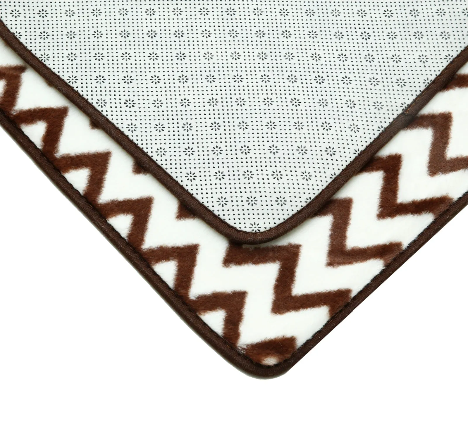 3 PCs Anti Skid Commode Mat Set-Brown Geometric