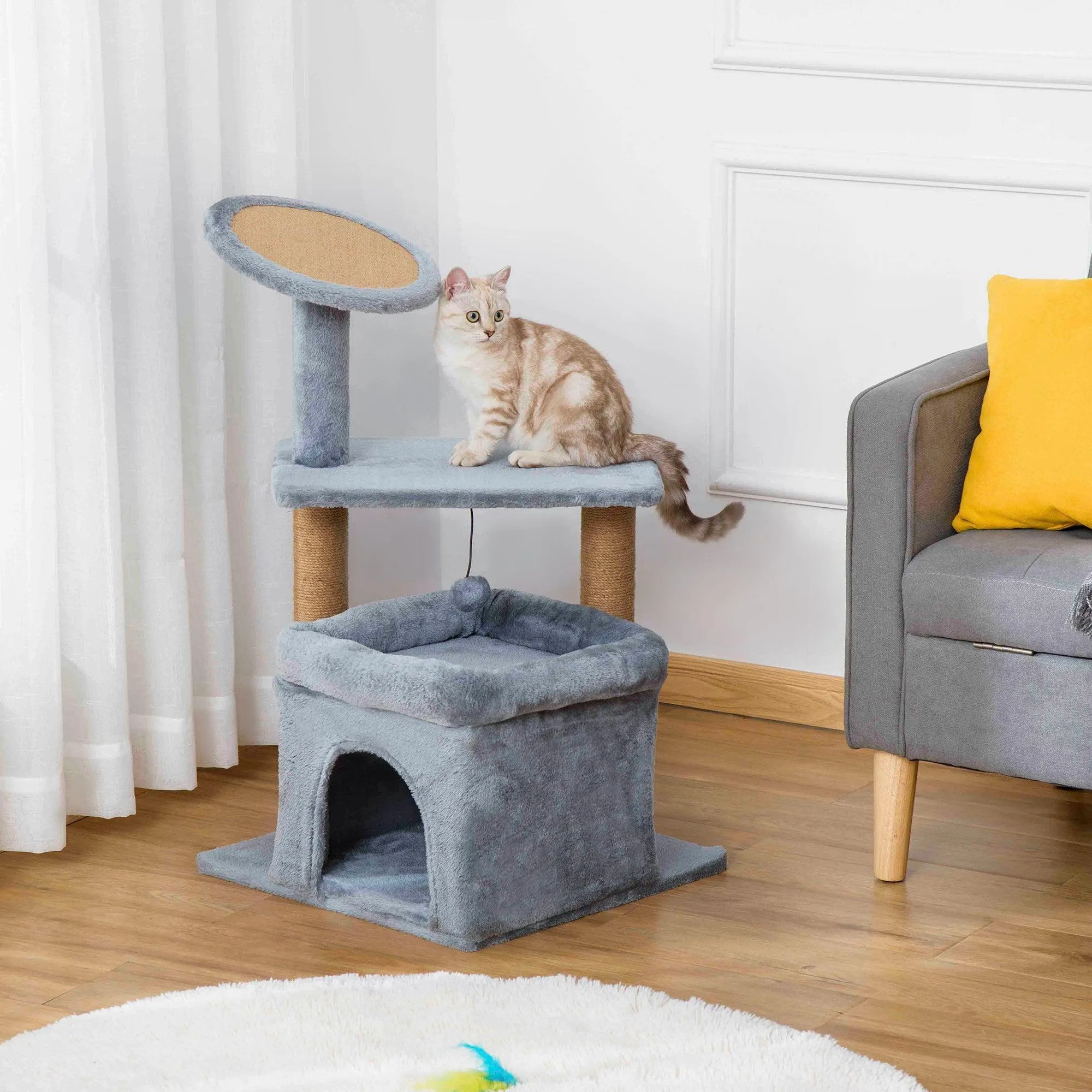 3-Tier Cat Activity Center Tower, 84cm - Grey