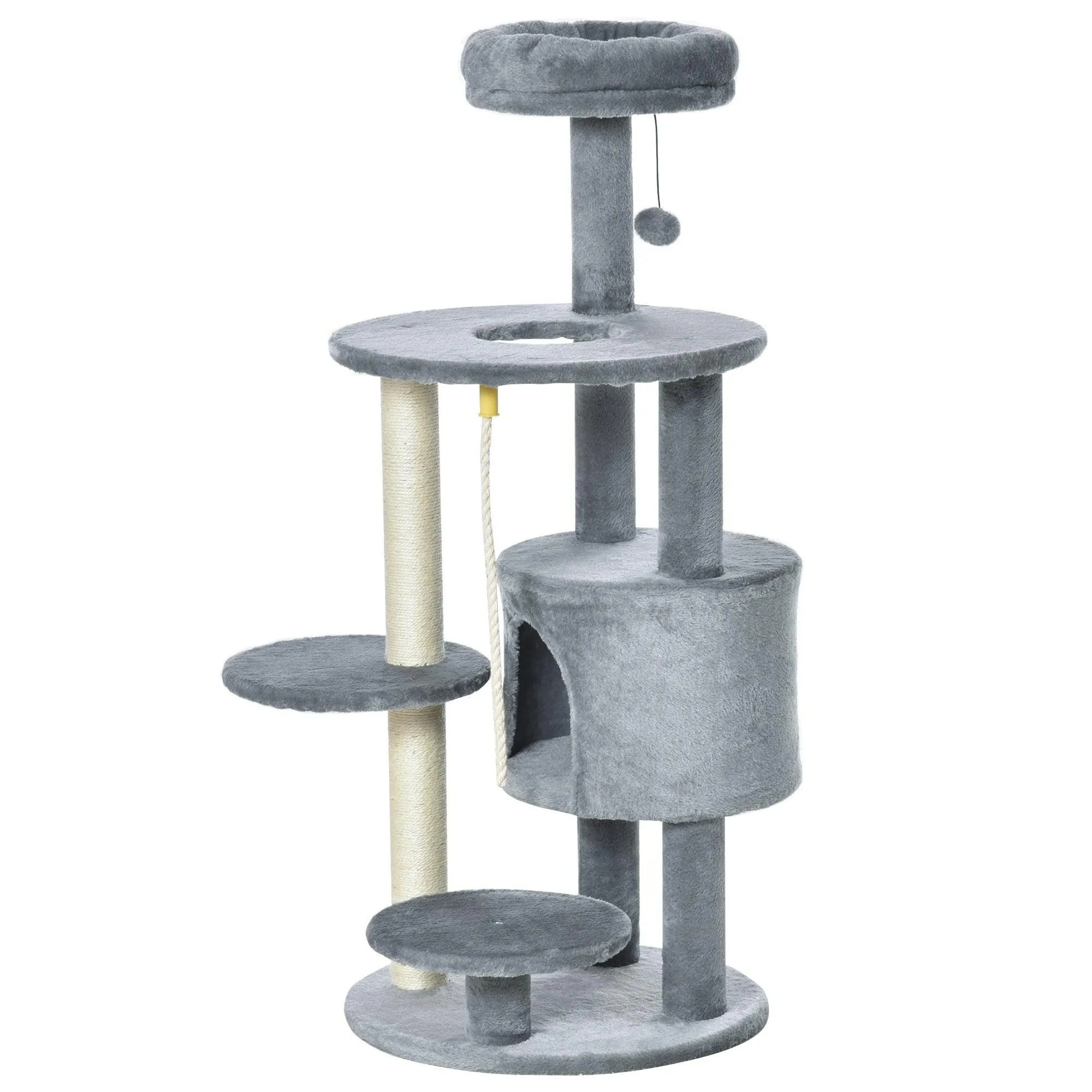 Activity Center Cat Tree with Scratching Post, 112cm - Dark Grey