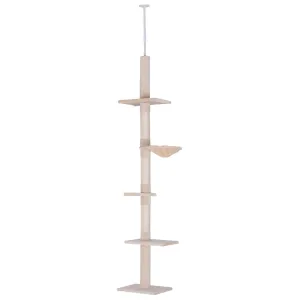 Adjustable Floor to Ceiling Cat Tree, 230-260cm, Beige