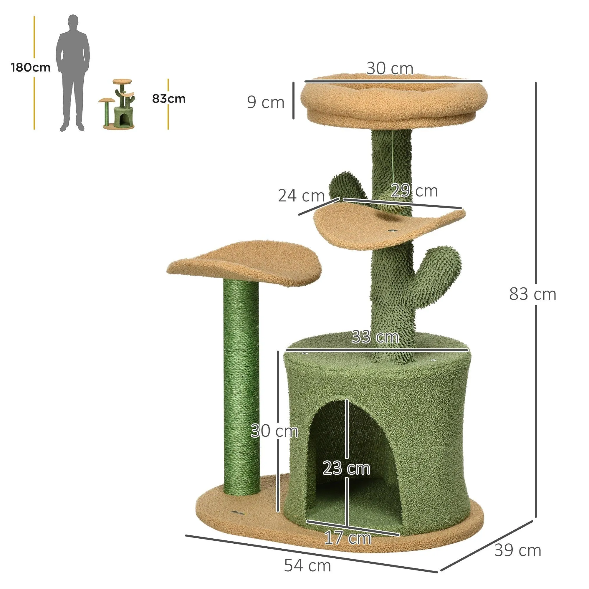 Cactus Cat Tree Activity Centre, 83cm - Green