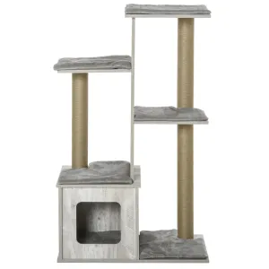 Cat Tower Condo with Jute Scratching Post, 114cm - Grey