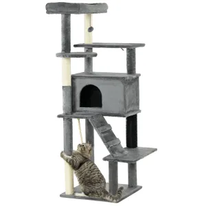 Cat Tower with Scratching Post, Cat House, 148cm - Grey