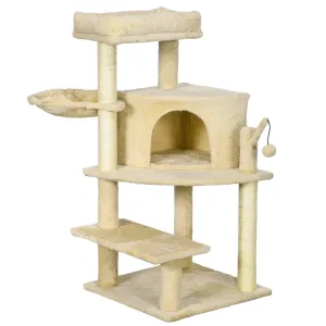 Cat Tree Tower with Sisal Scratching Post, 100cm - Cream White