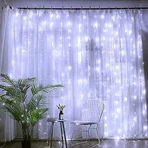 CITRA 240 LED 9.8Feet Curtain Lights Icicle Lights Fairy String Lights with 8 Modes for Wedding Party Family Patio Lawn Decoration - Cool White