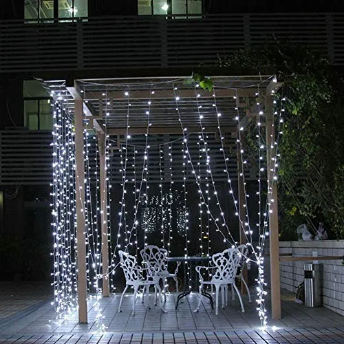 CITRA 240 LED 9.8Feet Curtain Lights Icicle Lights Fairy String Lights with 8 Modes for Wedding Party Family Patio Lawn Decoration - Cool White