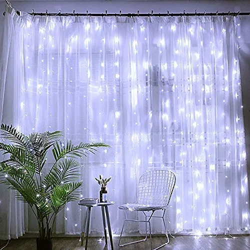 CITRA 240 LED 9.8Feet Curtain Lights Icicle Lights Fairy String Lights with 8 Modes for Wedding Party Family Patio Lawn Decoration - Cool White