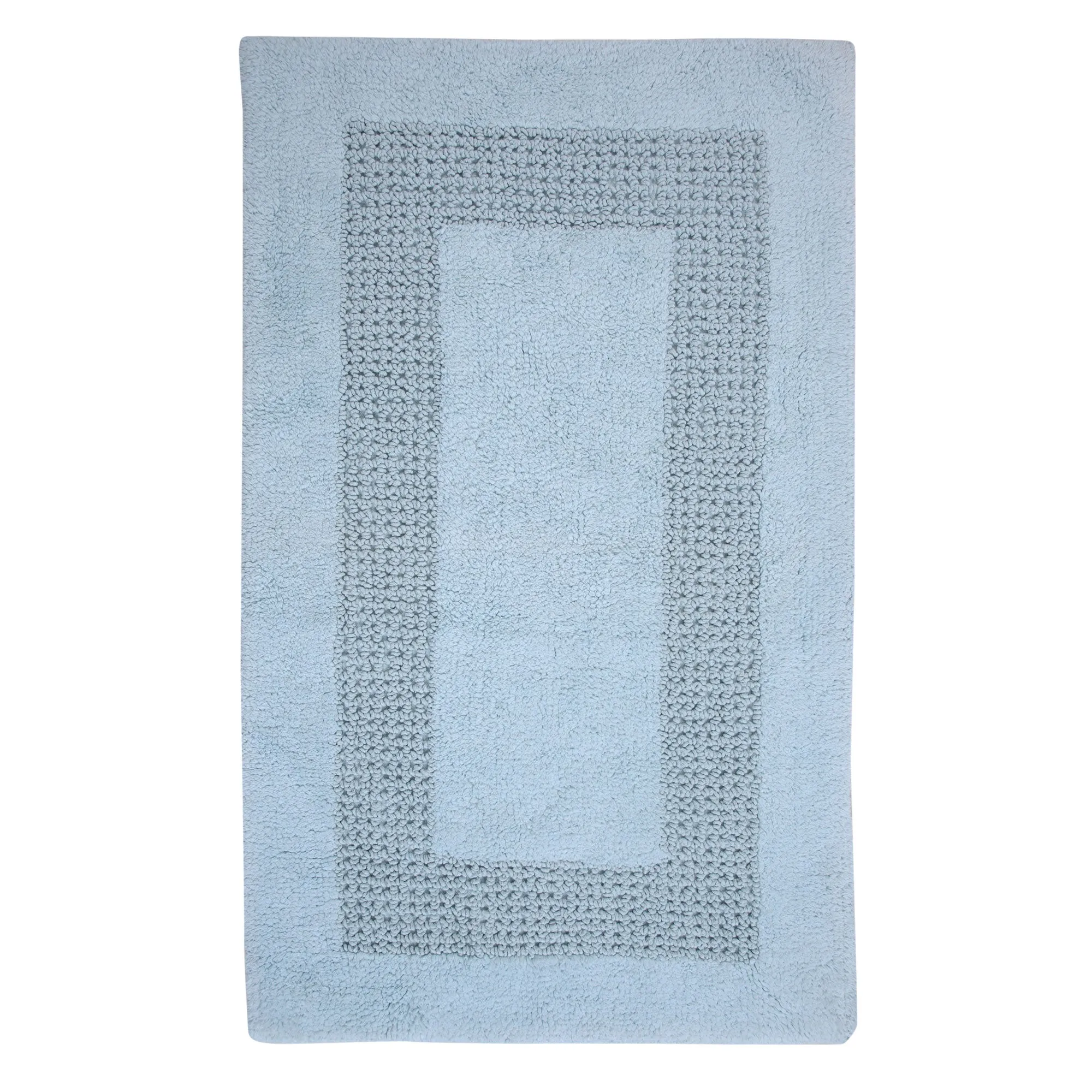 Classic Racetrack Cotton Bath Rug 17" x 24" Light Blue by Perthshire Platinum Collection