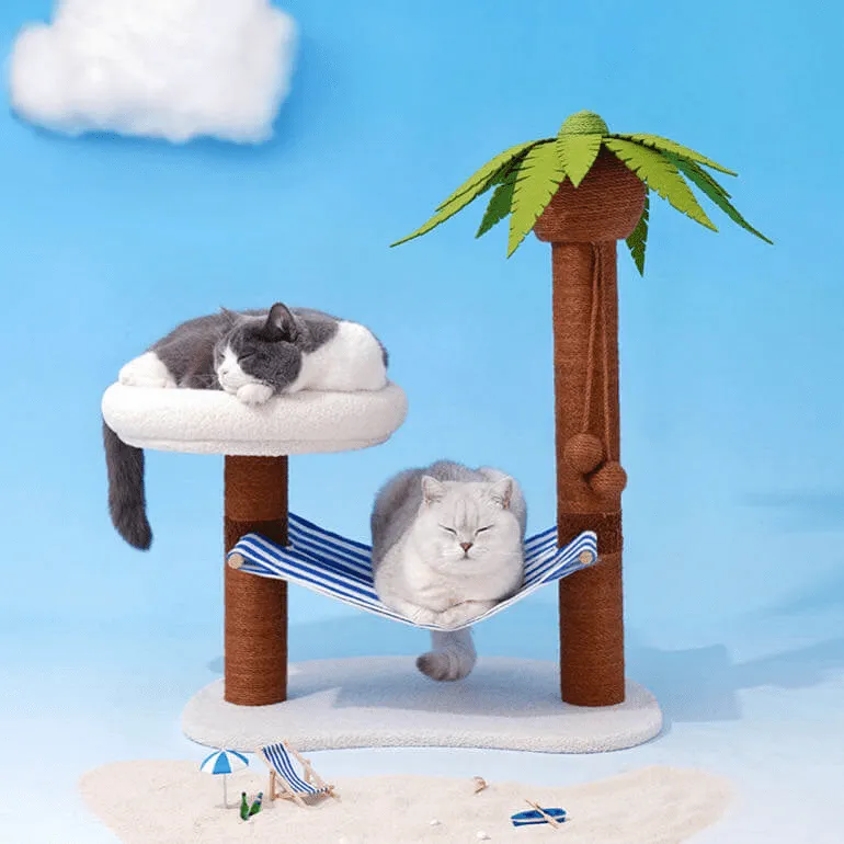 Coconut Style Cat Tree Scratching Post With Hammock