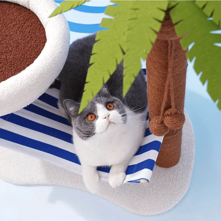 Coconut Style Cat Tree Scratching Post With Hammock