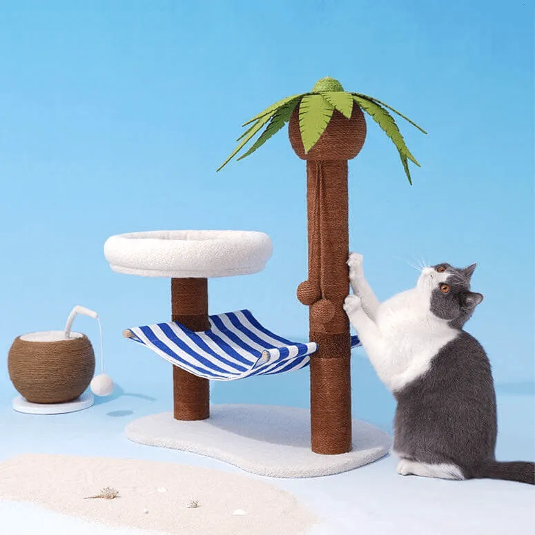 Coconut Style Cat Tree Scratching Post With Hammock