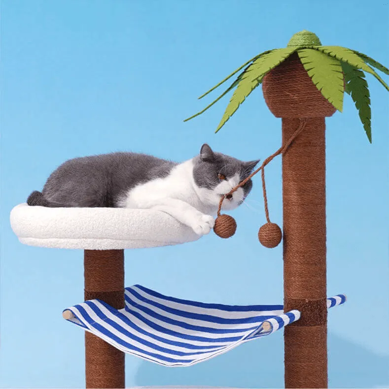 Coconut Style Cat Tree Scratching Post With Hammock