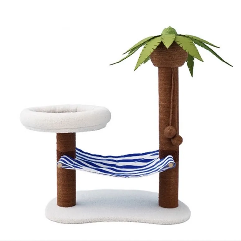 Coconut Style Cat Tree Scratching Post With Hammock