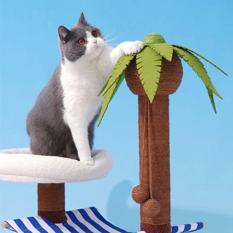 Coconut Style Cat Tree Scratching Post With Hammock