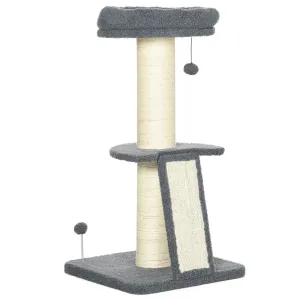 Contemporary Cat Tree & Bed, 127 cm - Grey & Beige