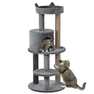 Deluxe 3-Tier Cat Condo Tower, 104cm - Grey