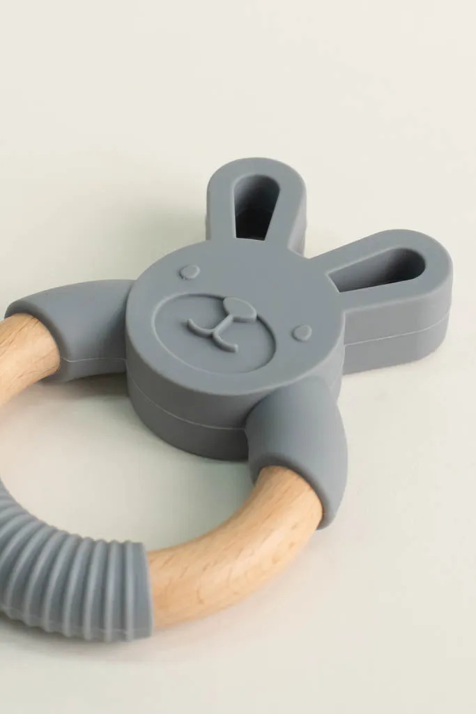 Grey Bunny Teething Ring