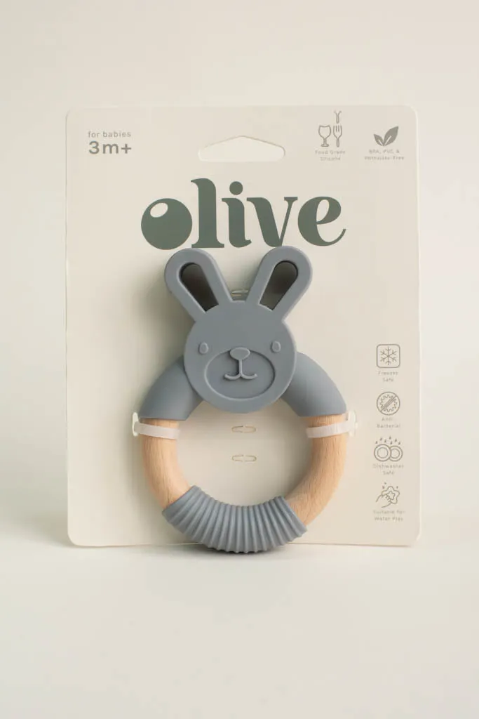 Grey Bunny Teething Ring