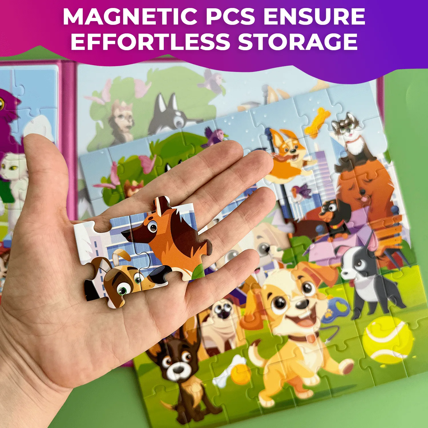 Magnetic Book 2x48 Pcs Puzzles for Kids | Cats & Dogs