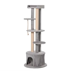 Multi-Level Cat Tower with Hanging Ropes, 150cm- Grey