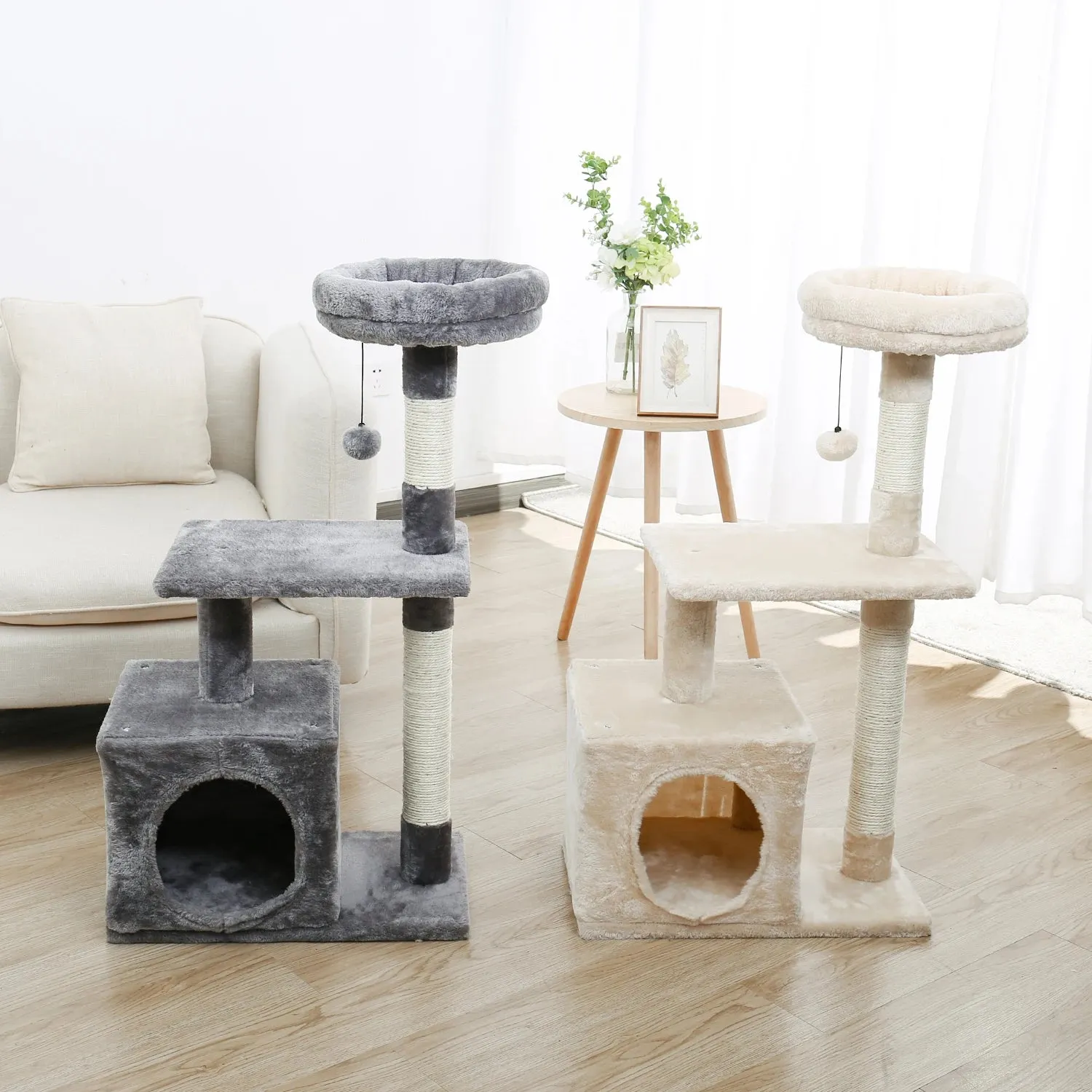 Multi-Level Cat Tree Tower with Scratching Post and Cozy Condo