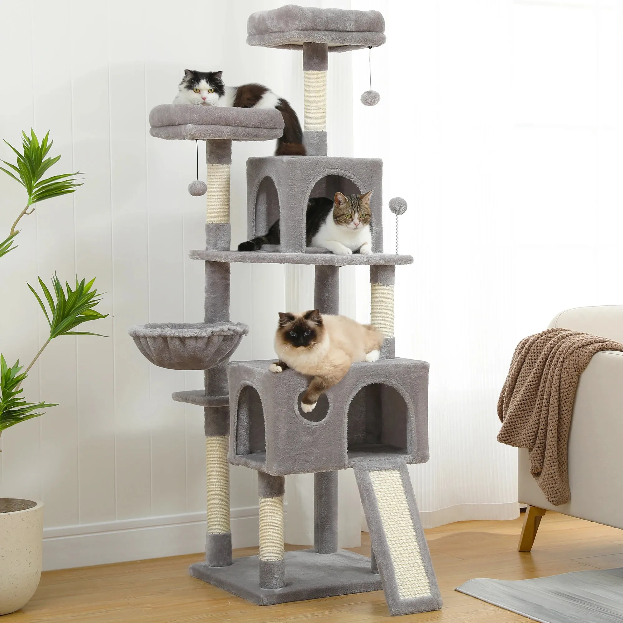 Multi-Level Cat Tree Tower with Scratching Post and Cozy Condo