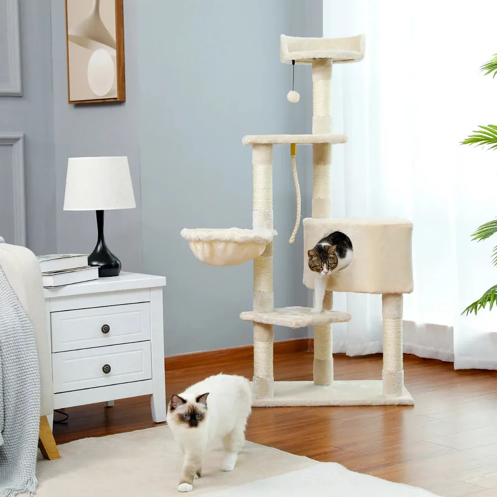 Multi-Level Cat Tree Tower with Scratching Post and Cozy Condo