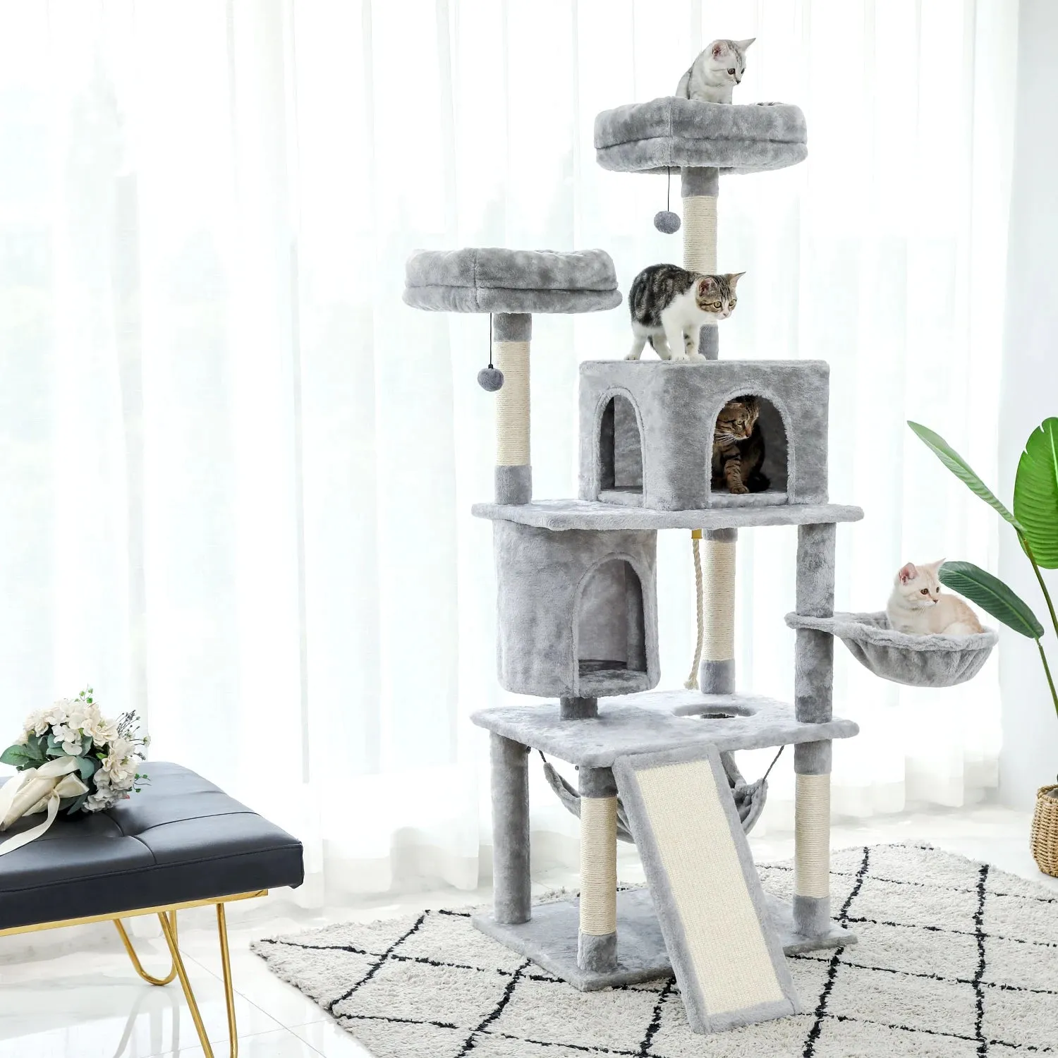 Multi-Level Cat Tree Tower with Scratching Post and Cozy Condo