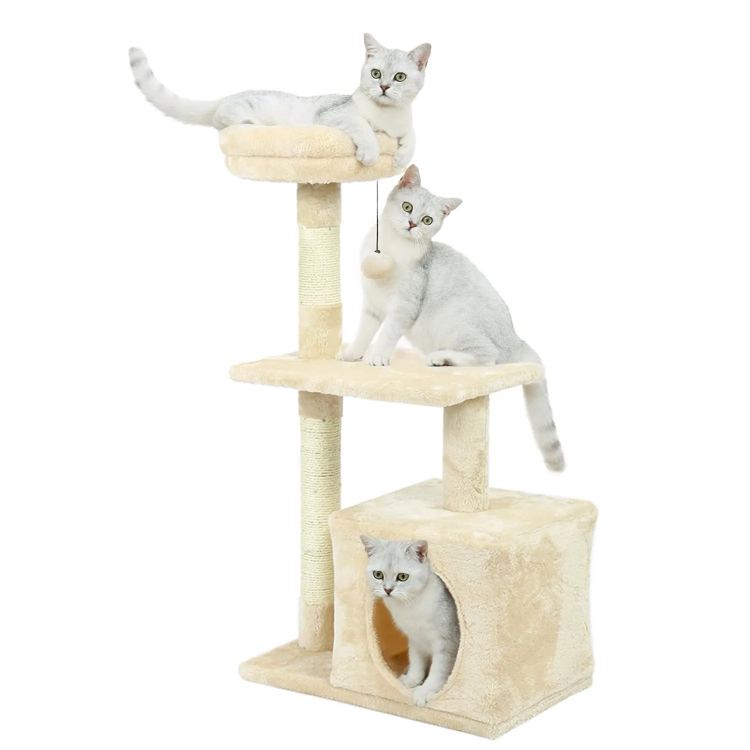 Multi-Level Cat Tree Tower with Scratching Post and Cozy Condo