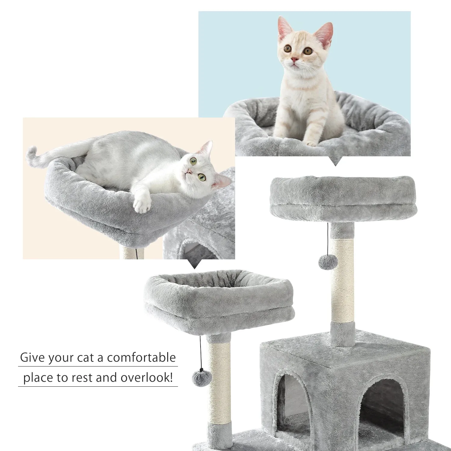 Multi-Level Cat Tree Tower with Scratching Post and Cozy Condo