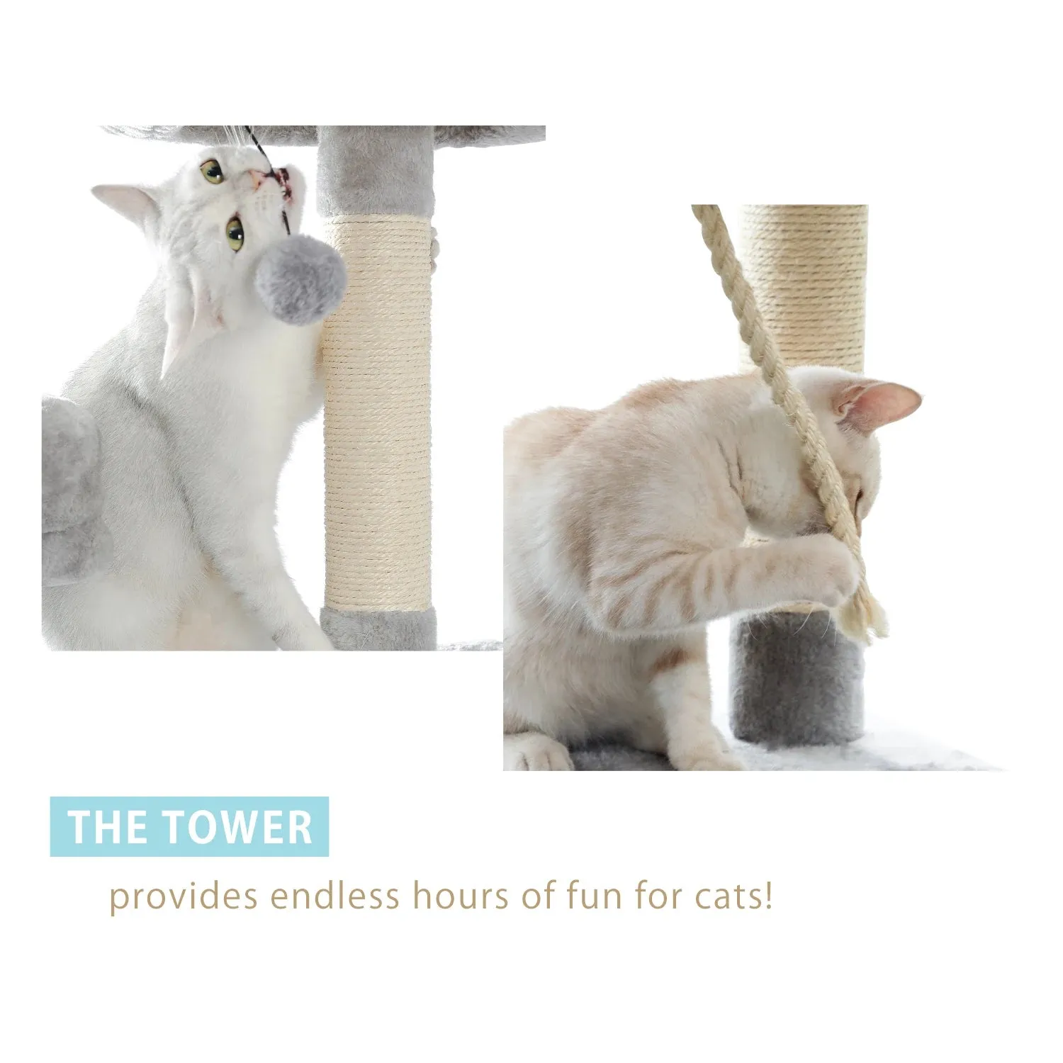 Multi-Level Cat Tree Tower with Scratching Post and Cozy Condo