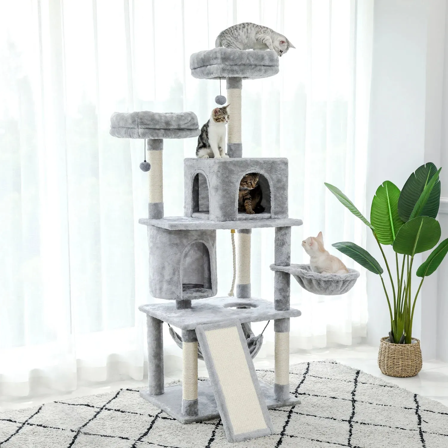 Multi-Level Cat Tree Tower with Scratching Post and Cozy Condo