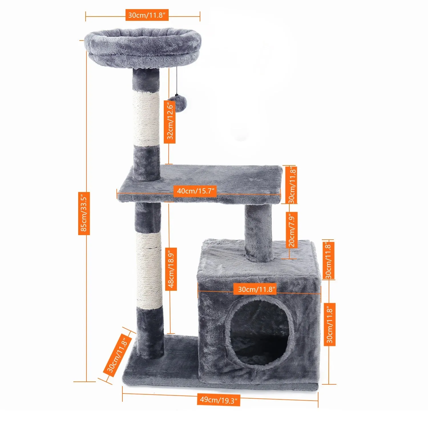 Multi-Level Cat Tree Tower with Scratching Post and Cozy Condo