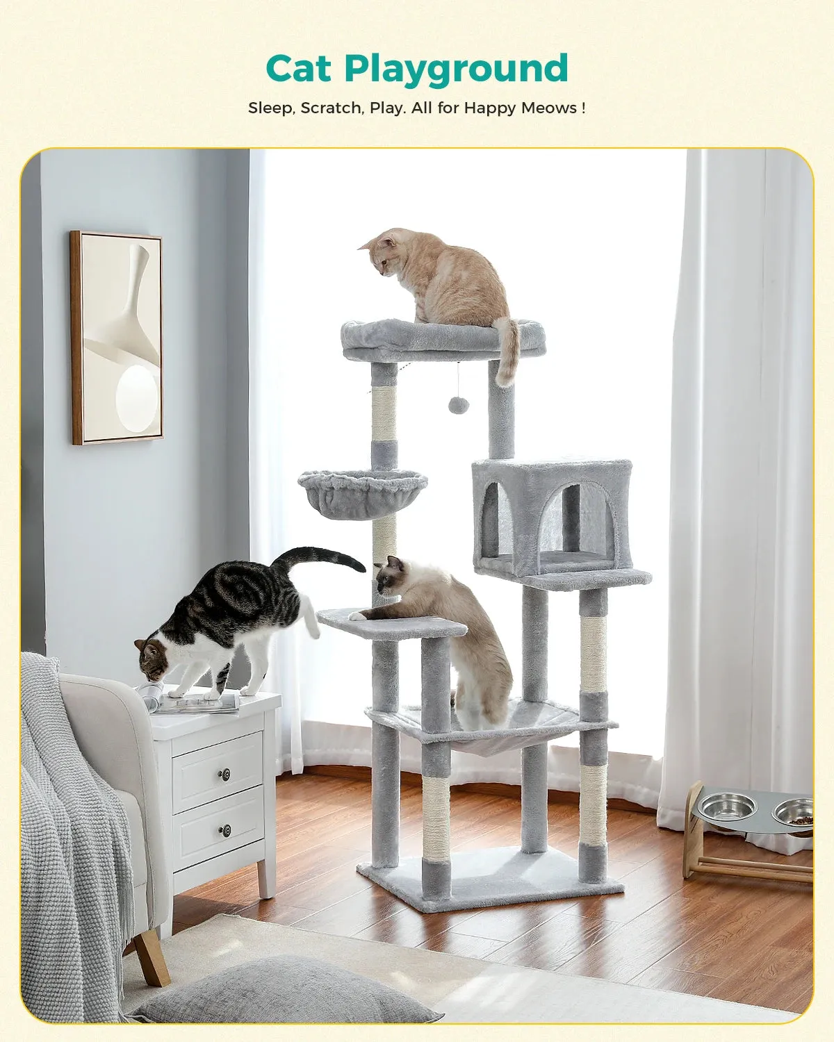 Multi-Level Cat Tree Tower with Scratching Post and Cozy Condo