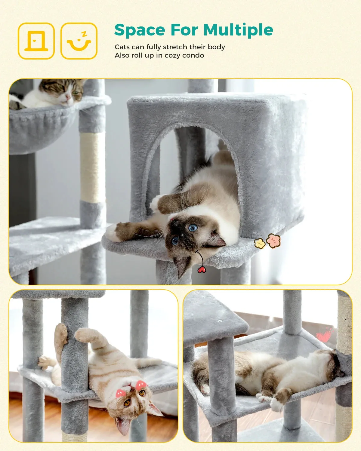 Multi-Level Cat Tree Tower with Scratching Post and Cozy Condo