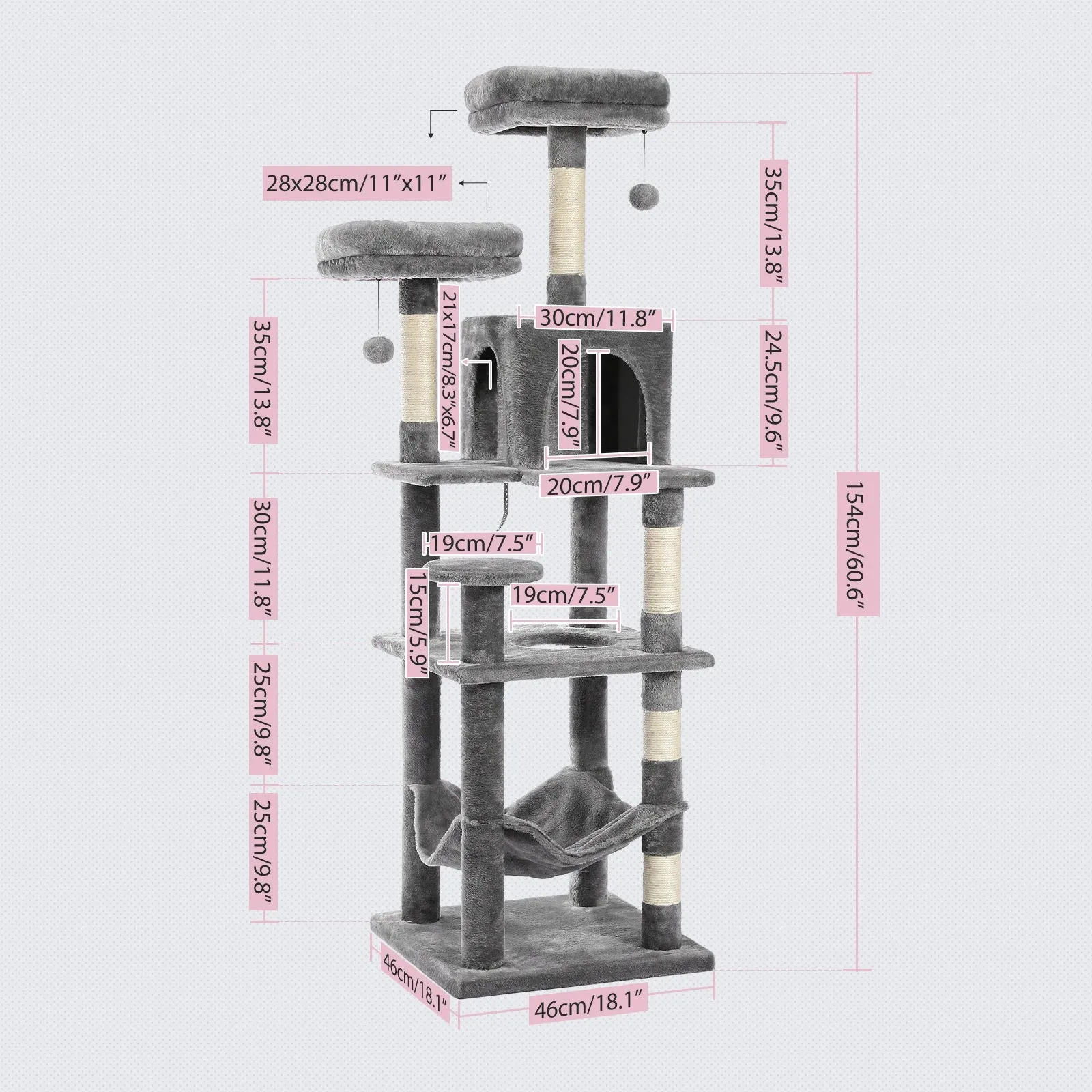 Multi-Level Cat Tree Tower with Scratching Post and Cozy Condo