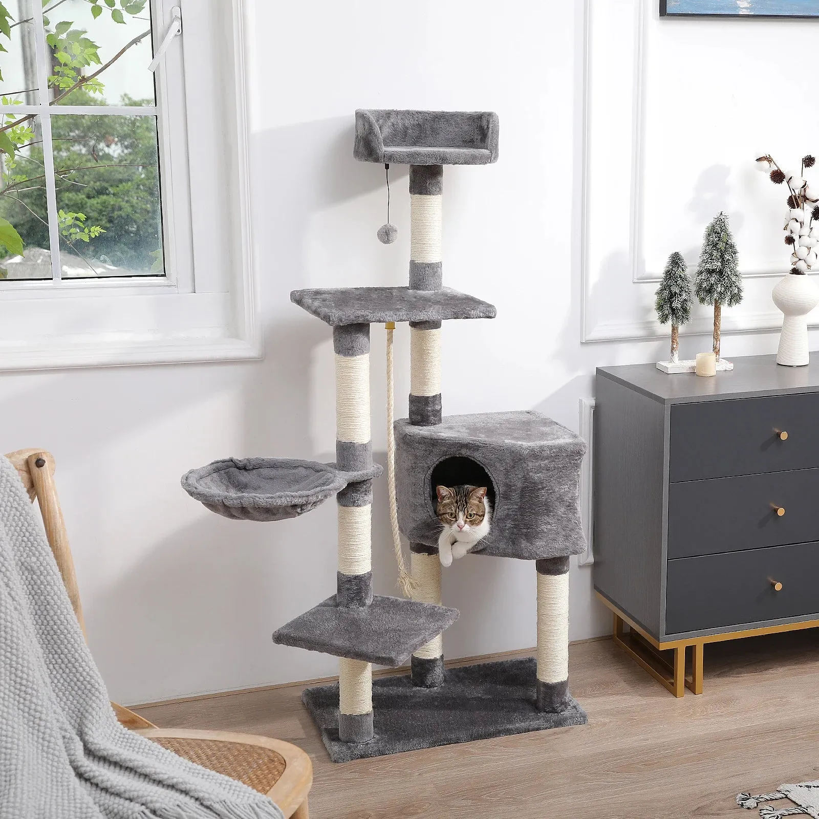 Multi-Level Cat Tree Tower with Scratching Post and Cozy Condo