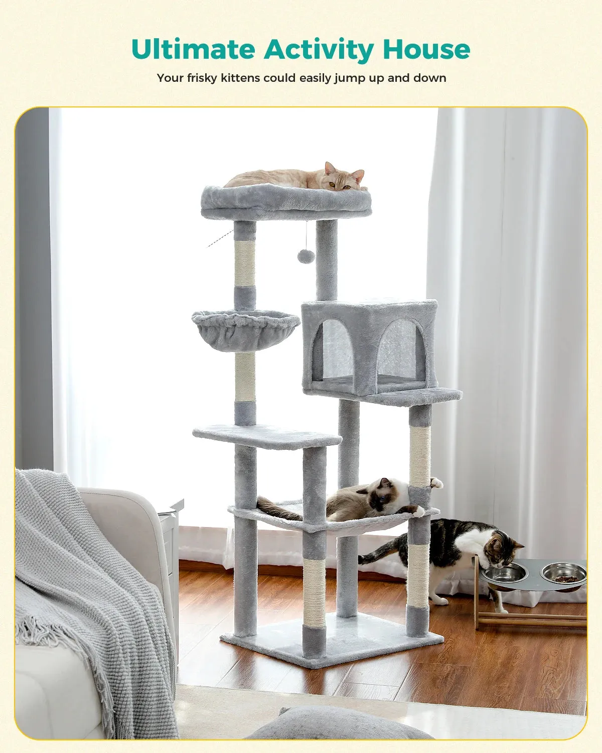 Multi-Level Cat Tree Tower with Scratching Post and Cozy Condo