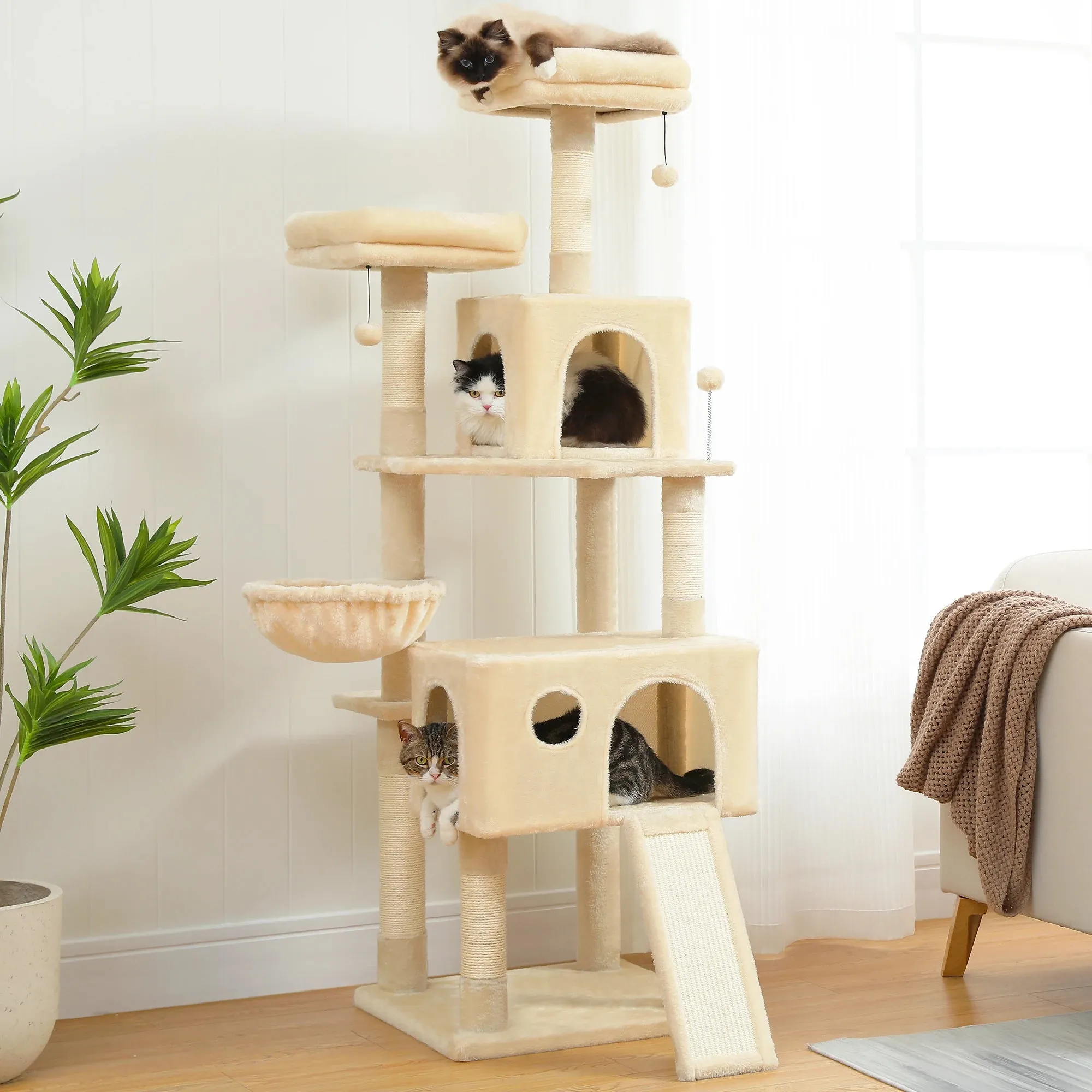 Multi-Level Cat Tree Tower with Scratching Post and Cozy Condo