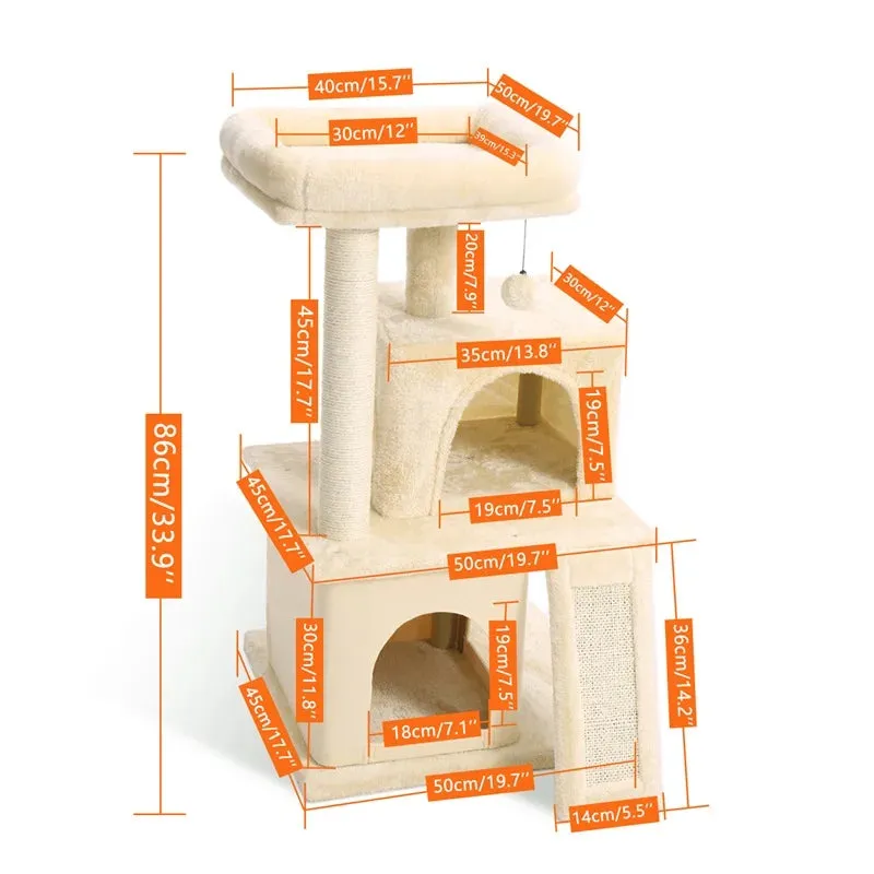 Multi-Level Cat Tree Tower with Scratching Post and Cozy Condo