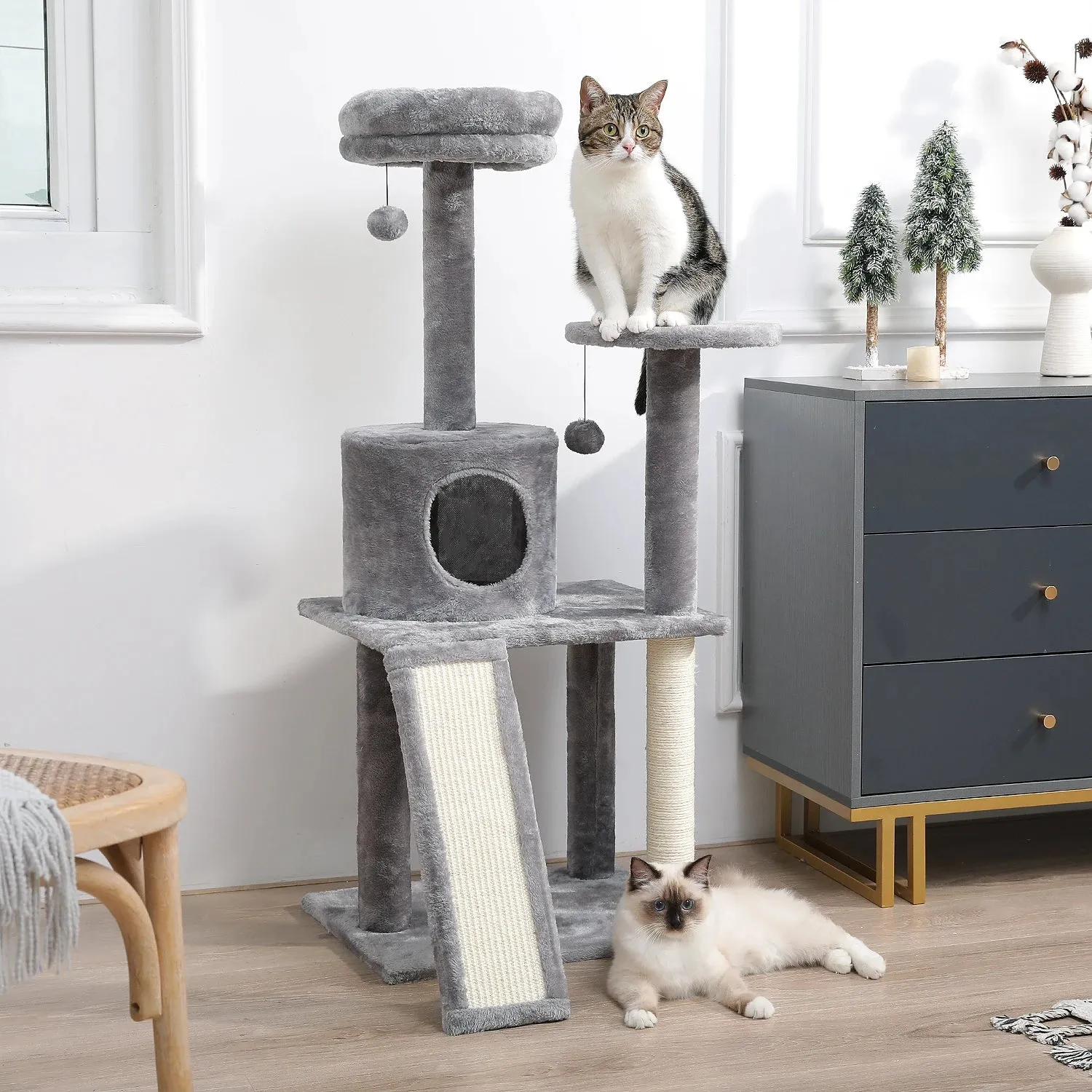 Multi-Level Cat Tree Tower with Scratching Post and Cozy Condo