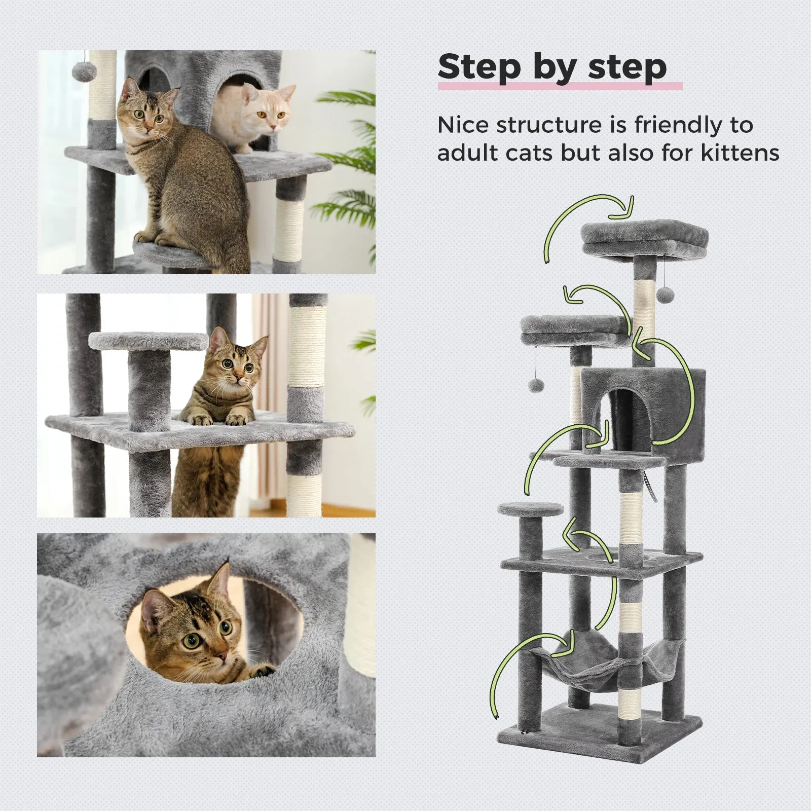 Multi-Level Cat Tree Tower with Scratching Post and Cozy Condo