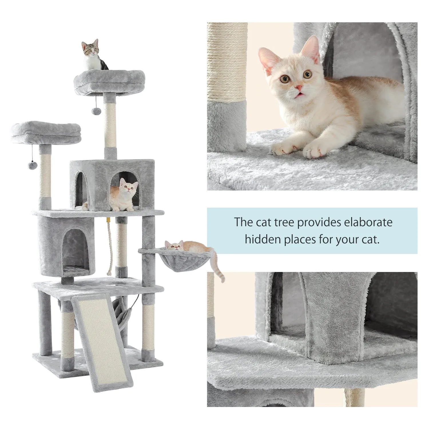 Multi-Level Cat Tree Tower with Scratching Post and Cozy Condo