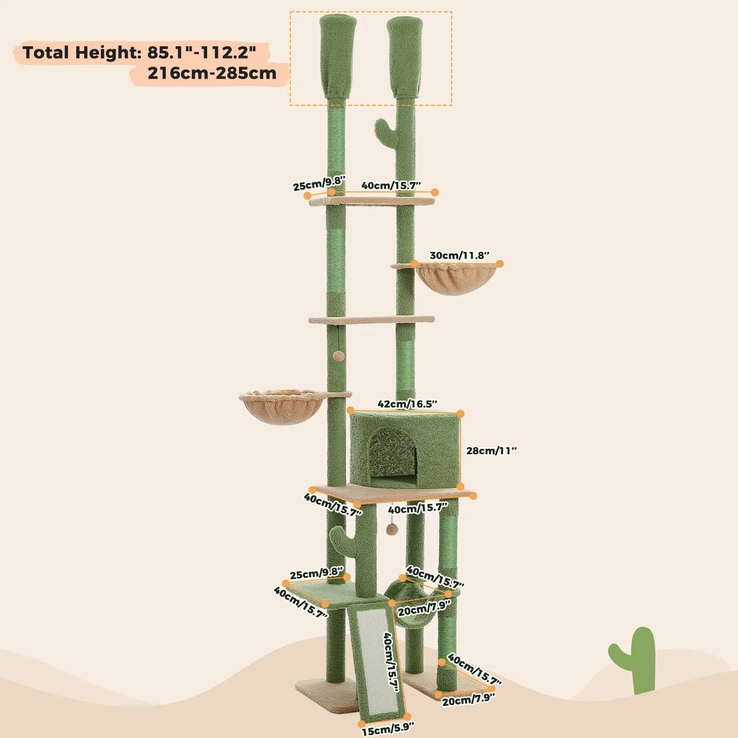 Multi-Level Cat Tree Tower with Scratching Post and Cozy Condo