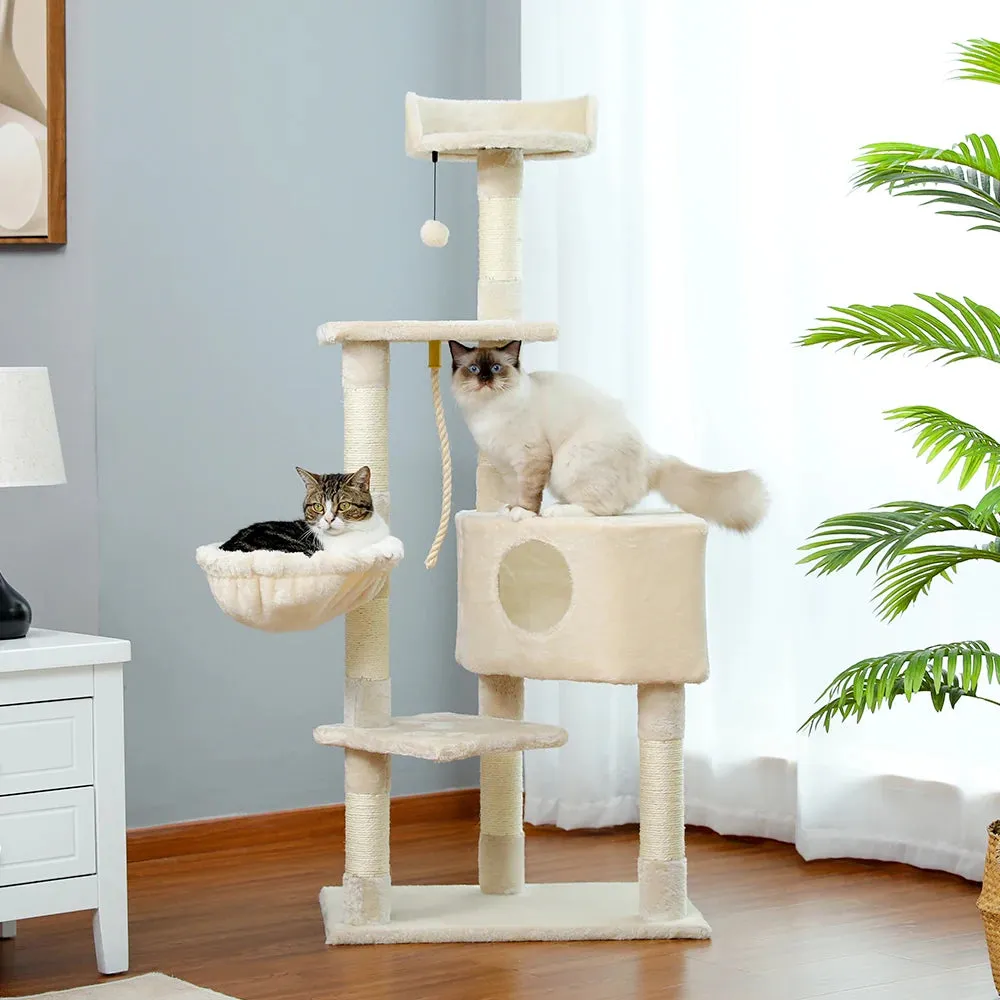 Multi-Level Cat Tree Tower with Scratching Post and Cozy Condo