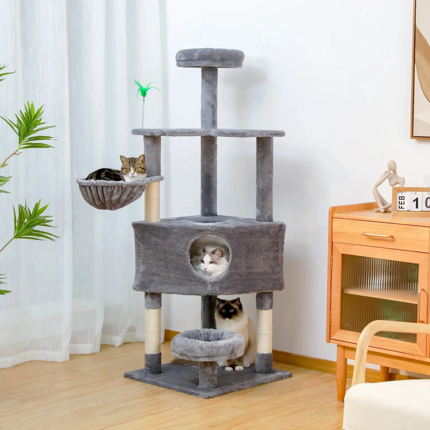 Multi-Level Cat Tree Tower with Scratching Post and Cozy Condo