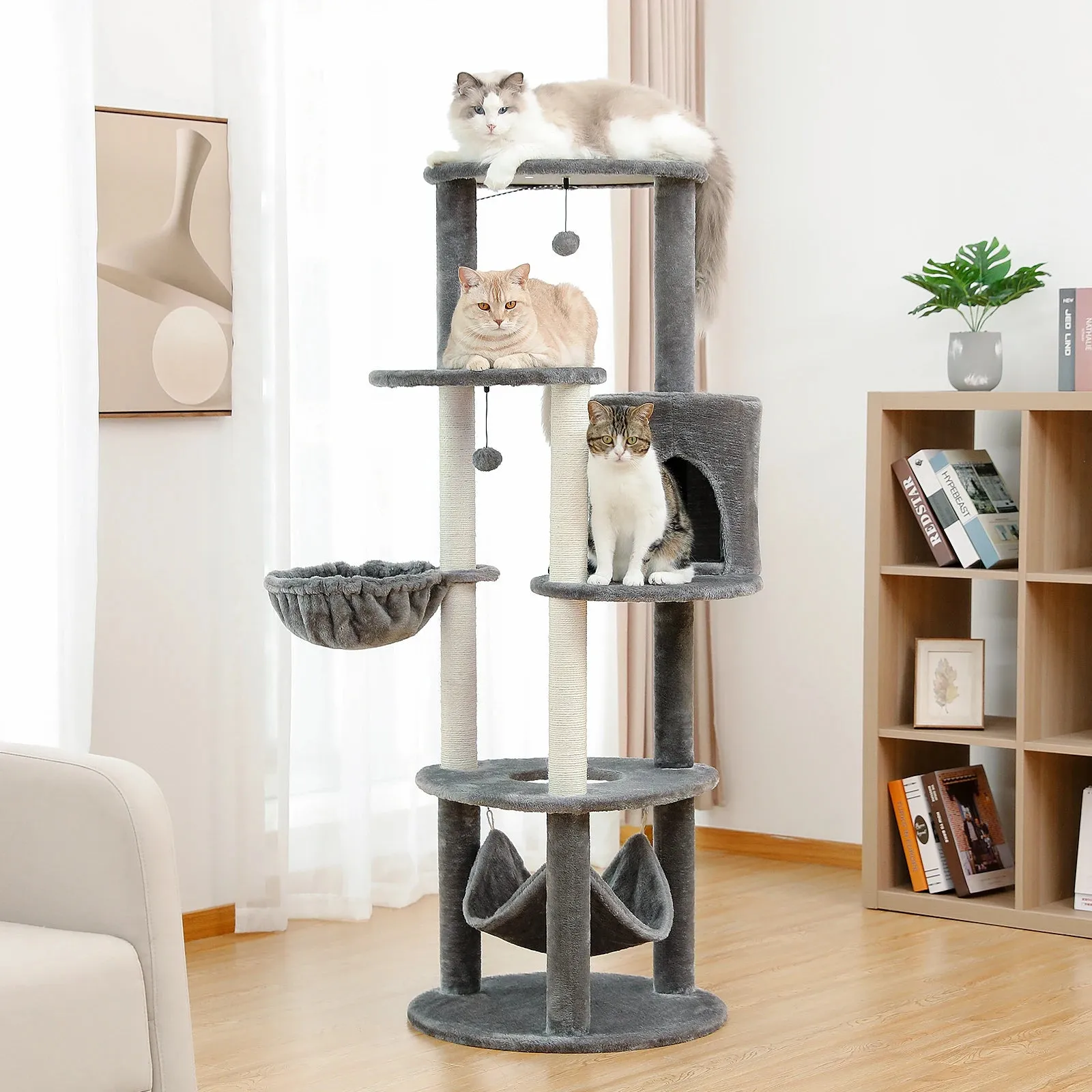 Multi-Level Cat Tree Tower with Scratching Post and Cozy Condo